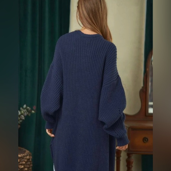 Band of Gypsies cable knit Cardigan sweater small (large) oversized hippie - Picture 3 of 6